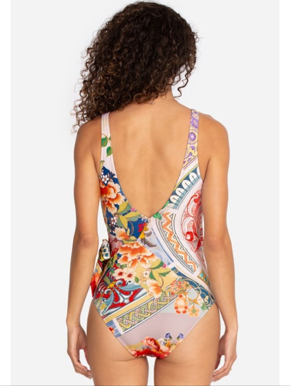 Johnny Was Women’s Boho Multicolor Floral Print Wrap One Piece Swimsuit Size XL - Picture 2 of 11